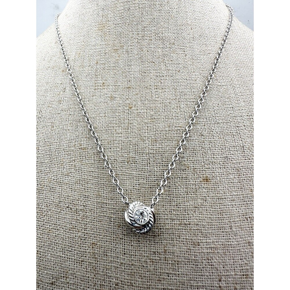 KATE SPADE Infinity & Beyond Knot Mini Necklace Clear/Silver 20”